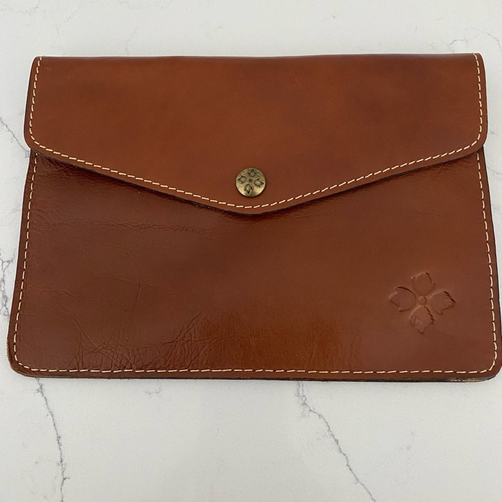 Patricia Nash Brown Leather Envelope Clutch